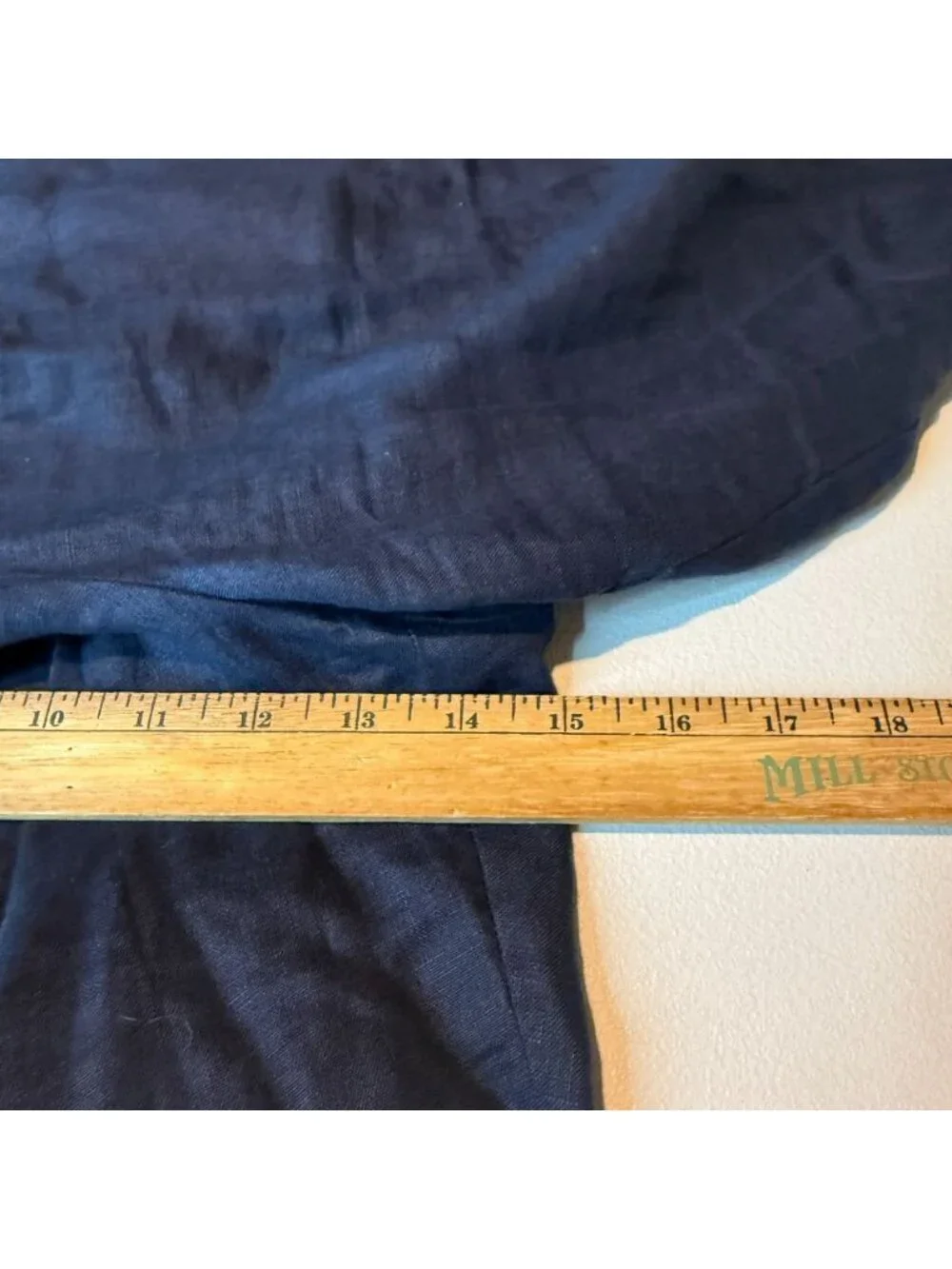 Quince Women XL 100% Linen Pants Tapered Ankle Pull On Navy Blue Stretch Waist